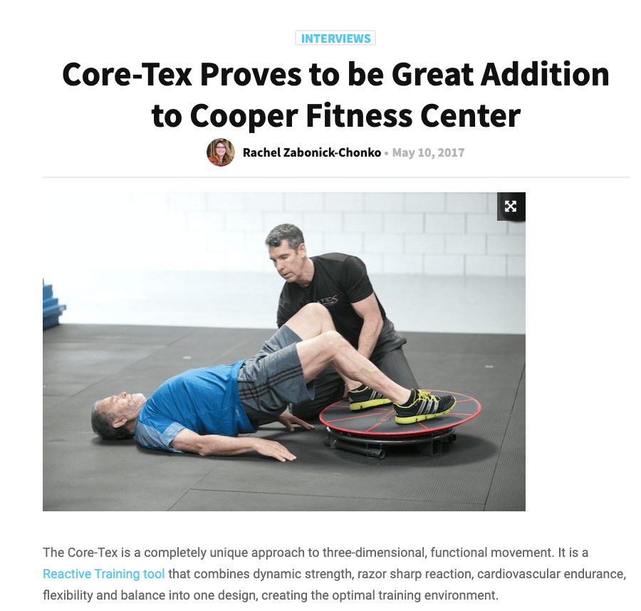 CLUB SLOUTIONS MAGAZINE, MAY 2017: Core-Tex Proves to be Great Addition to Cooper Fitness Center