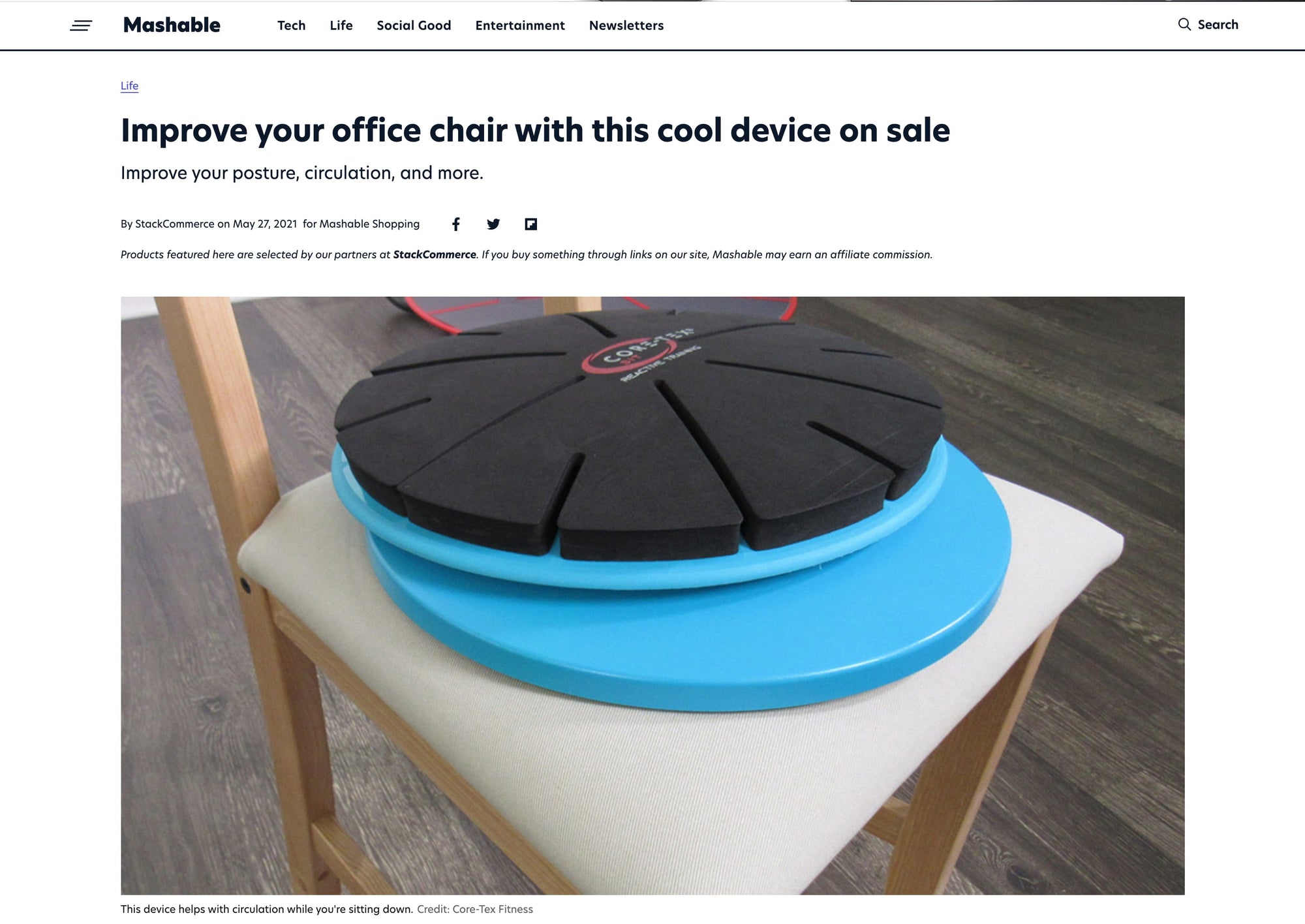 Mashable: Improve your office chair with this cool device