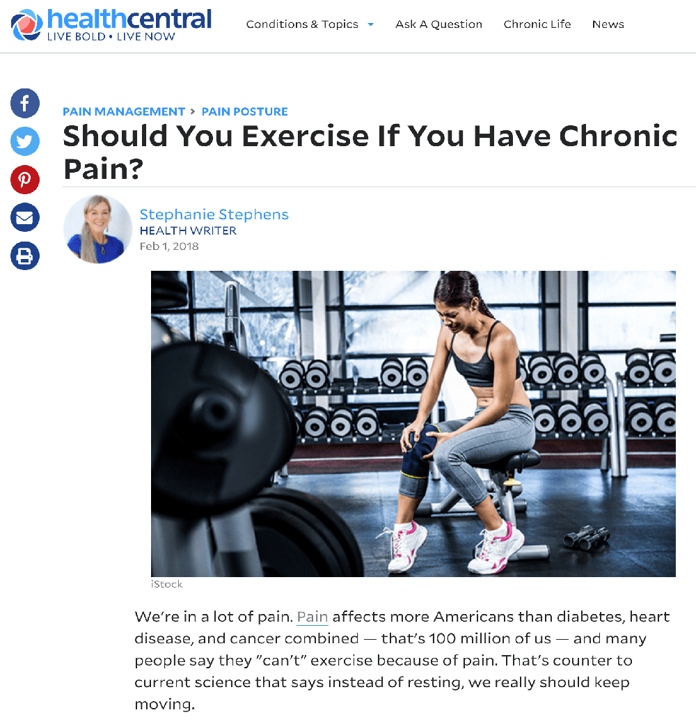 Screenshot of article showing women with knee pain