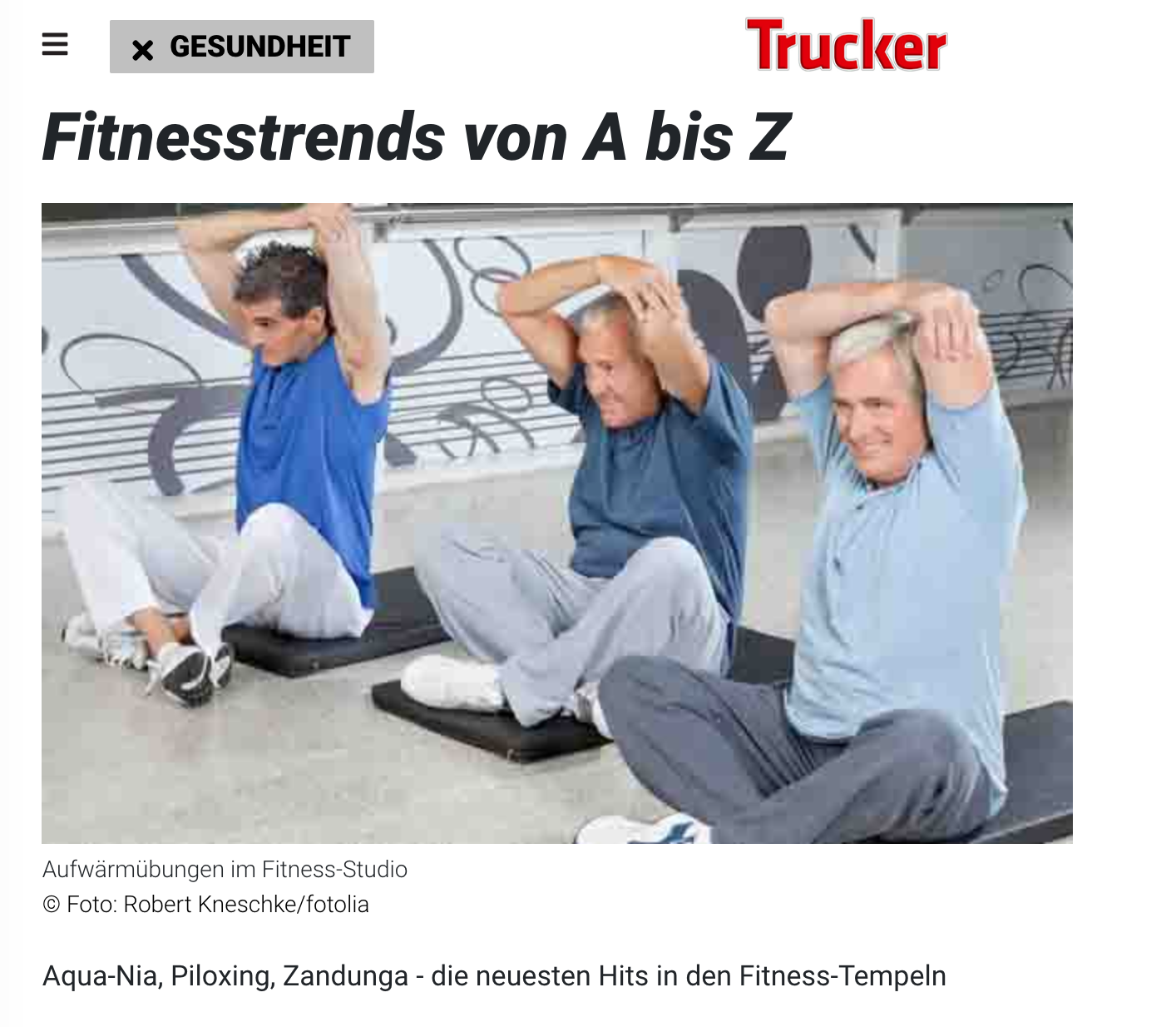 TRUCKER MAGAZINE FEBRUARY 13, 2013: Fitnesstrends von A bis Z
