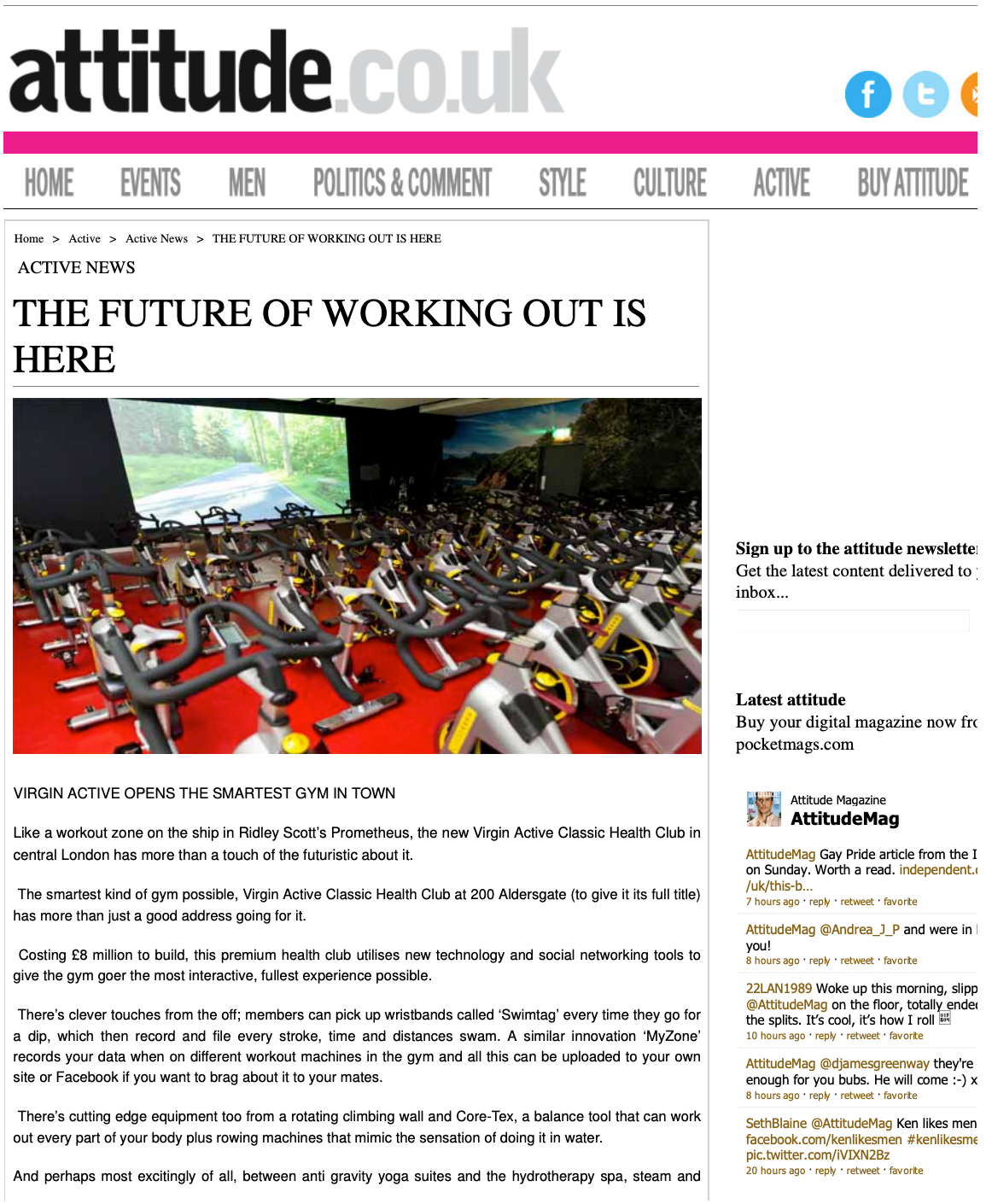 ALTITUDE MAGAZINE UK, JUNE 2012: The Future of Working Out is Here